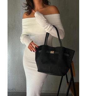 Tarya Süet Kemer Detaylı Kadın Omuz Çantası BP-4830O (Siyah)