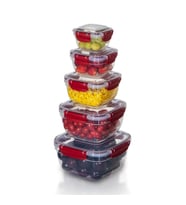 5'li Set Master Kare Saklama Kabı (275 ml - 500 ml - 900 ml - 1500 ml - 2400 ml) (Bordo)