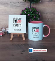 Erkek Kardeş Dekoratif Taş, Kupa Bardak Kırmızı Hediye (Model 5)