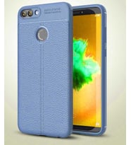 Huawei P Smart Kılıf Zore Niss Deri Desenli Silikon Kılıf (Lacivert)