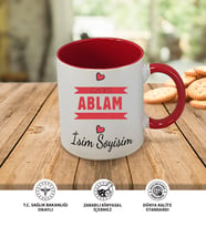 Abla Temalı Kişiye Özel İsim ve Fotoğraf Baskılı Kupa Bardak No:002 (Kırmızı)