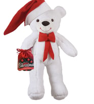 Yılbaşı Özel Konseptli Papyonlu "Merry Christmas" Peluş Ayı 80 cm (Beyaz)