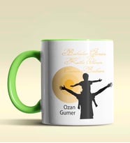 Kişiye Özel Babalar Günün Kutlu Olsun 13 Tema Siyah Kupa Bardak (Yeşil)