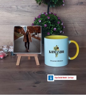 Komando Fotoğraflı Dekoratif Taş, Kupa Bardak Beyaz Hediye (Model 7)
