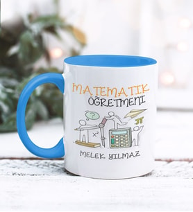 Matematik Öğretmeni Tasarımlı Kişiye Özel Kupa Bardak (Mavi)