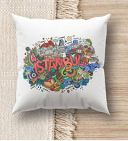BK Gift İstanbul Tasarımlı Beyaz Kırlent Yastık, Ev Hediyesi, Ev Dekorasyonu, Dekoratif Hediye (Model 8)