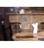 BK Gift Restoran & Cafe & Barlara Özel Ahşap Standlı Pleksi QR Kod Menü, Cafe&Bar için QR kodlu Tabela, QR kodlu Masa Dekoru-1 (Model 6)