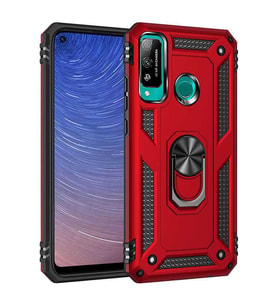 Huawei P40 Lite E Kılıf Yüzüklü Zırh Tank Vega (Kırmızı)