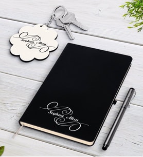 BK Gift Kişiye Özel İsimli Beyaz Defter Kalem Ve Anahtarlık Hediye Seti-3 (Model 2)