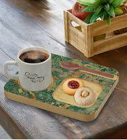 BK Gift Kişiye Özel Doğal Ahşap Sunum Tabağı ve Türk Kahvesi Fincanı Hediye Seti, Ev Hediyesi, Arkadaşa Hediye, Anneye Hediye, Doğum Günü Hediyesi (Model 18)