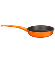 Lava Döküm Yuvarlak Kızartma Tavası Döküm Demir Yekpare Saplı Çap(Ø)24cm. (Turuncu)