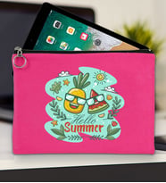 BK Gİft Yaz Temalı-1 Tablet Çantası 30x21cm(12 Renk Seçeneği), Ipad Çantası, Baskılı Tablet Kılıfı (Fuşya)