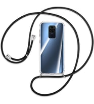 Xiaomi Redmi Note 9 Kılıf Boyun Omuz Askılı iPli Anti Şok Köşe Korumalı Şeffaf Silikon (Siyah)