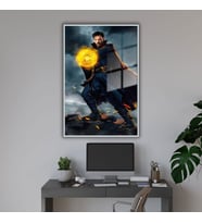 Metal Çerçeveli Cam Tablo Film Karakteri Doktor Strange Portresi (Gümüş)