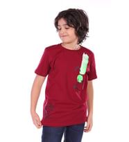 Toontoy Erkek Çocuk Yazı Baskılı Tişört (Bordo)