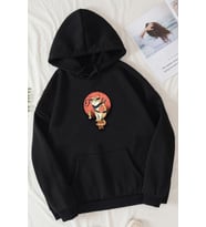 Unisex Shinobi Kedi Baskılı Sweatshirt (Siyah)