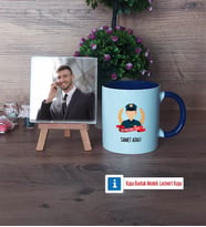 Erkek Polis Fotoğraflı Dekoratif Taş, Kupa Bardak Beyaz Hediye (Model 3)