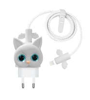 Microsonic Apple iPhone Kablo Koruyucu ve Şarj Adaptör Kılıf Cartoon Figürlü Silikon Crtn-Fgr-Ty-Stry-Aln (Beyaz)