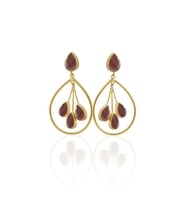 Kadir Jewellery 22 Ayar Altına Kaplama Kadın Sallantılı Küpe -El İşçiliği Ve Hipoalerjenik Küpe (Bordo)