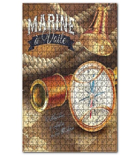 Cakapuzzle Donanma Yelkenli Pusula Çan İp Görseli Puzzle Yapboz MDF (Ahşap) (1000 Parça)