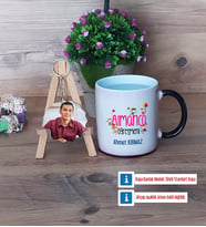 Almanca Öğretmeni Kupa Bardak Beyaz ve Fotoğraflı Ahşap Anahtarlık Hediye (Model 9)