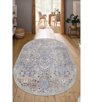 Dijital Baskılı Kaymaz Taban Yıkanabilir Oval Salon Halısı Mutfak Halısı Yolluk NDO-SD-1105 (Çok Renkli)