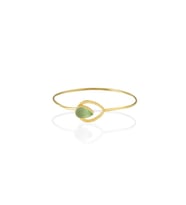 Kadir Jewellery 22 Ayar Altın Kaplama El İşçiliği Zirkon Taşlı Kadın Kelepçe Bilezik (Açık Yeşil)