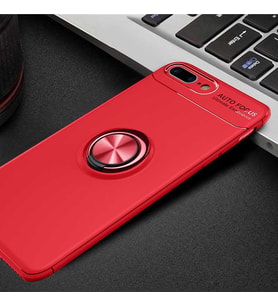 Uyumlu Model Apple iPhone 8 Plus Kılıf Yüzüklü Magnetli Ravel Case (Kırmızı)