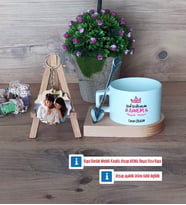 Anneler Günü Kupa Bardak Beyaz ve Fotoğraflı Ahşap Anahtarlık Hediye (Model 8)