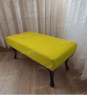 Ayak Ucu Kapı Önü Antre Düz Bench Puf Orta Sehpa Siyah Ayak (100*45) (Sarı)