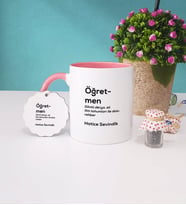 Öğretmen Kupa Bardak ve Anahtarlık (Pembe)