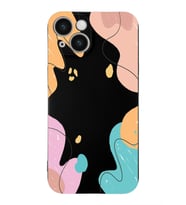 PrintiFy Apple iPhone 14 Uyumlu Lansman Kılıf Karışık Renkler Tasarımlı İçi Kadife Kapak (Siyah)