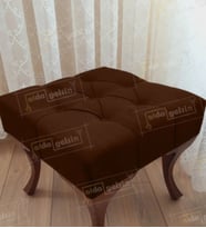 Kapitoneli Makyaj Pufu Ayak Ucu Puf Ceviz Ayak (45*45) (Kahverengi)