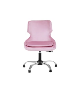 Krom Metal Ayaklı SANDALYE MİSAFİR KOLTUĞU BEKLEME KOLTUĞU  BABY FACE KUMAŞ SELEKULAK SABİT (Pembe)