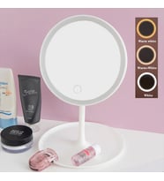 Led Işıklı Dokunmatik Masa Üstü Makyaj Aynası (Beyaz)
