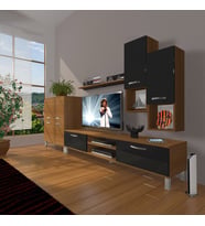 Decoraktiv Eko 6DA Slm Dvd Krom Ayaklı Tv Ünitesi Tv Sehpası (Siyah - Ceviz)