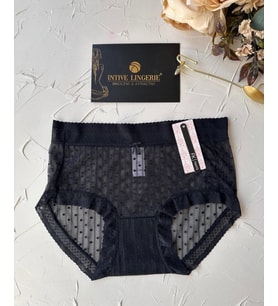 Lily Baby Puantiyeli Pamuk Ağlı Transparan Esnek Normal Bel İthal Şık Bato/Slip-2827 (Siyah)