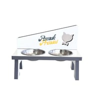 Kedi ve Köpek Mama ve Su Kabı - 2'Li Çelik Kaseli (Gri)