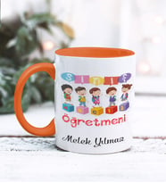 Sınıf Öğretmeni Tasarımlı Kişiye Özel Kupa Bardak (Turuncu)