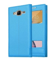 Samsung Galaxy J5 Uyumlu Pencereli Kapaklı Magnum Kılıf (Mavi)