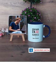 Erkek Kardeş Fotoğraflı Dekoratif Taş, Kupa Bardak Beyaz Hediye (Model 3)
