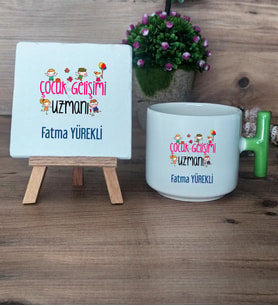 Çocuk Gelişimi Uzmanı Hediye Seti Kupa Bardak T Kulplu ve Dekoratif Taş Çocuk Gelişimi Uzmanına Hediye (Model 8)