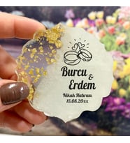 Epoksi Magnet Hediyelik - ETİKET DEĞİLDİR!! - Yüzük Tasarım - Düğün, Nikah, Nişan, Söz Hatırası (Gold)