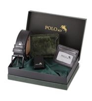Polo Air Kutulu Erkek Spor Çakmak Kemer Cüzdan Kartlık Seti CM-08 (Yeşil)