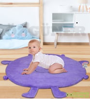 Bebek Oyun Halısı 120 cm  Ponponlu ve Ayaklı (%100 Yerli) (Lila)