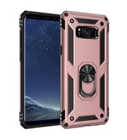 Samsung Galaxy S8 Plus Uyumlu Kılıf Standlı Manyetik Yüzüklü Military Magnetic Ring Polycarbonate and TPU Case (Pudra)