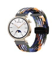 Sneezy Huawei Watch GT 4 41mm İle Uyumlu 18mm FiberLink Manyetik Tokalı Örgü Kordon (Siyah-Turuncu) (Siyah - Turuncu)