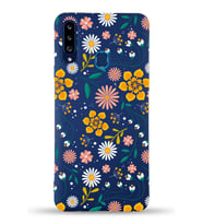 PrinfiFy Samsung Galaxy A20s Uyumlu Lansman Kılıf Çiçek Tasarımlı İçi Kadife Kapak (Lacivert)