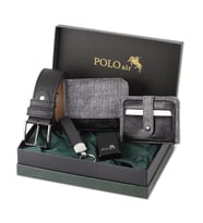 Polo Air Kemer Cüzdan Kartlık Anahtarlık Benzinli Polo Air Çakmak Hediyelik Kutusunda  CHM-11 (Gri)