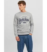 Jack & Jones Erkek Bisiklet Yaka Sweatshirt - 12236177 (Gri Melanj - Lacivert)